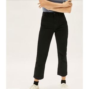 Everlane Pants Womens 10 Black The Straight Leg Crop Cotton Minimal NWOT